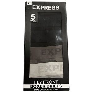 Express Mens Boxer Briefs Fly Front 5 Pack Luxe Comfort Cotton XL Black Gray NWT
